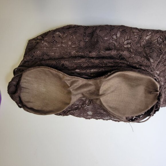 Dark Brown Tank Top Lace Camisole SIZE M - Stretchy Top -  NEW - Picture 4 of 9